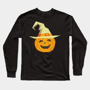 halloween smiling pumpkin head Long Sleeve T-Shirt